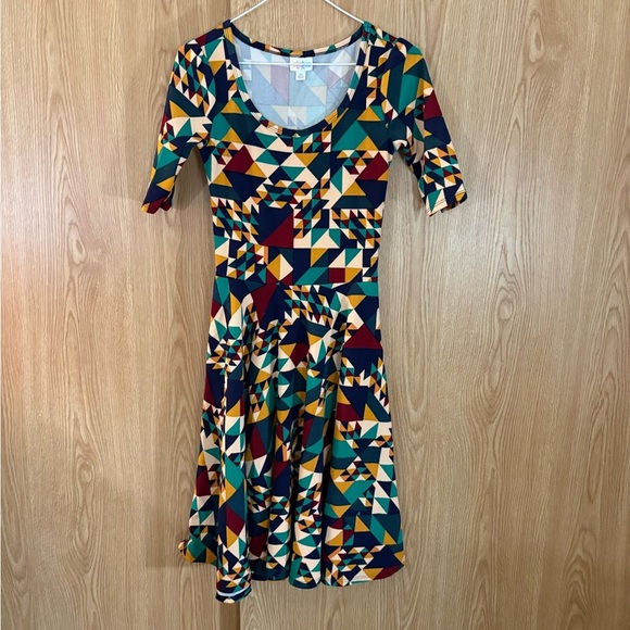 LuLaRoe Multi Color Patterned Swing Midi Dress - Picture 2 of 5